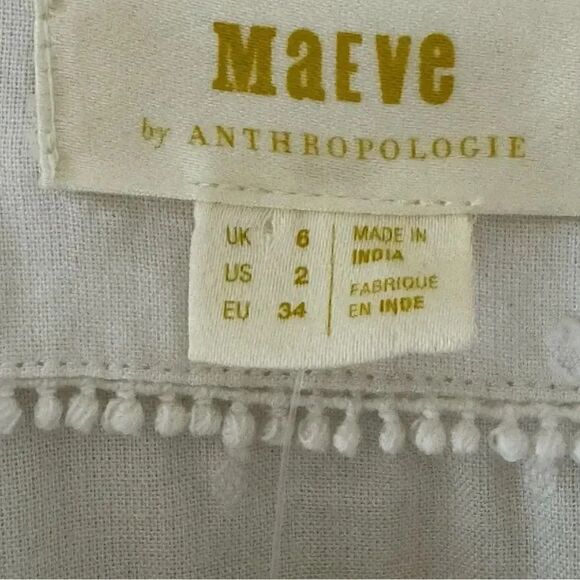 Anthropologie Maeve Eloise Swiss Dot Ruffled Blouse White Solid Viscose 2 #1935 - Picture 7 of 15